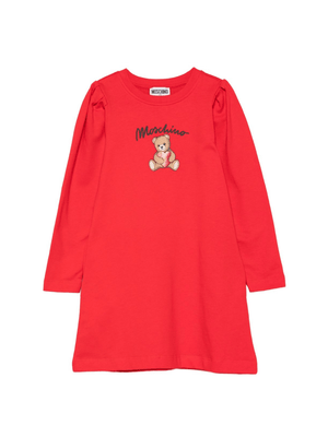 Abito per bambina Moschino Kids rosso con stampa orsetto