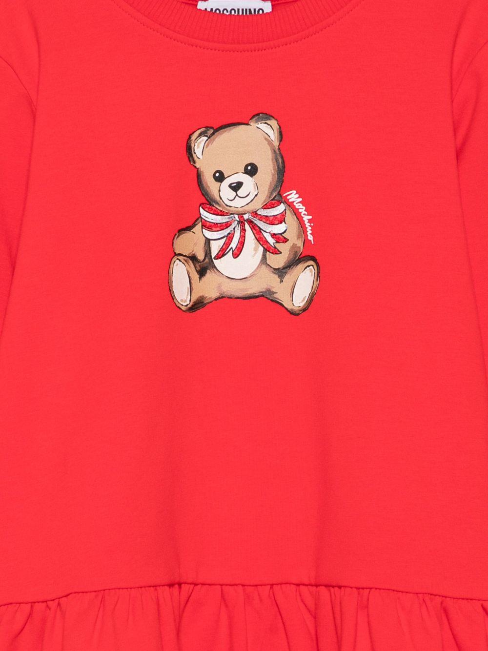 Abito per bambina Moschino Kids rosso con stampa Teddy Bear - Rubino Kids