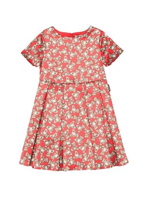 Abito per bambina Moschino Kids rosso con stampa Teddy Bear