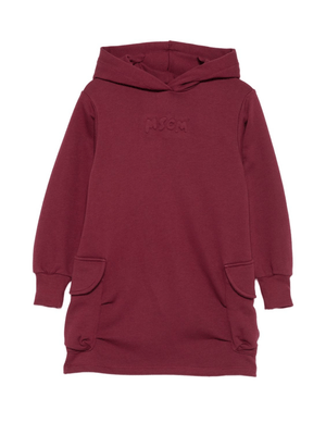 MSGM Kids red dress for girls with embossed logo