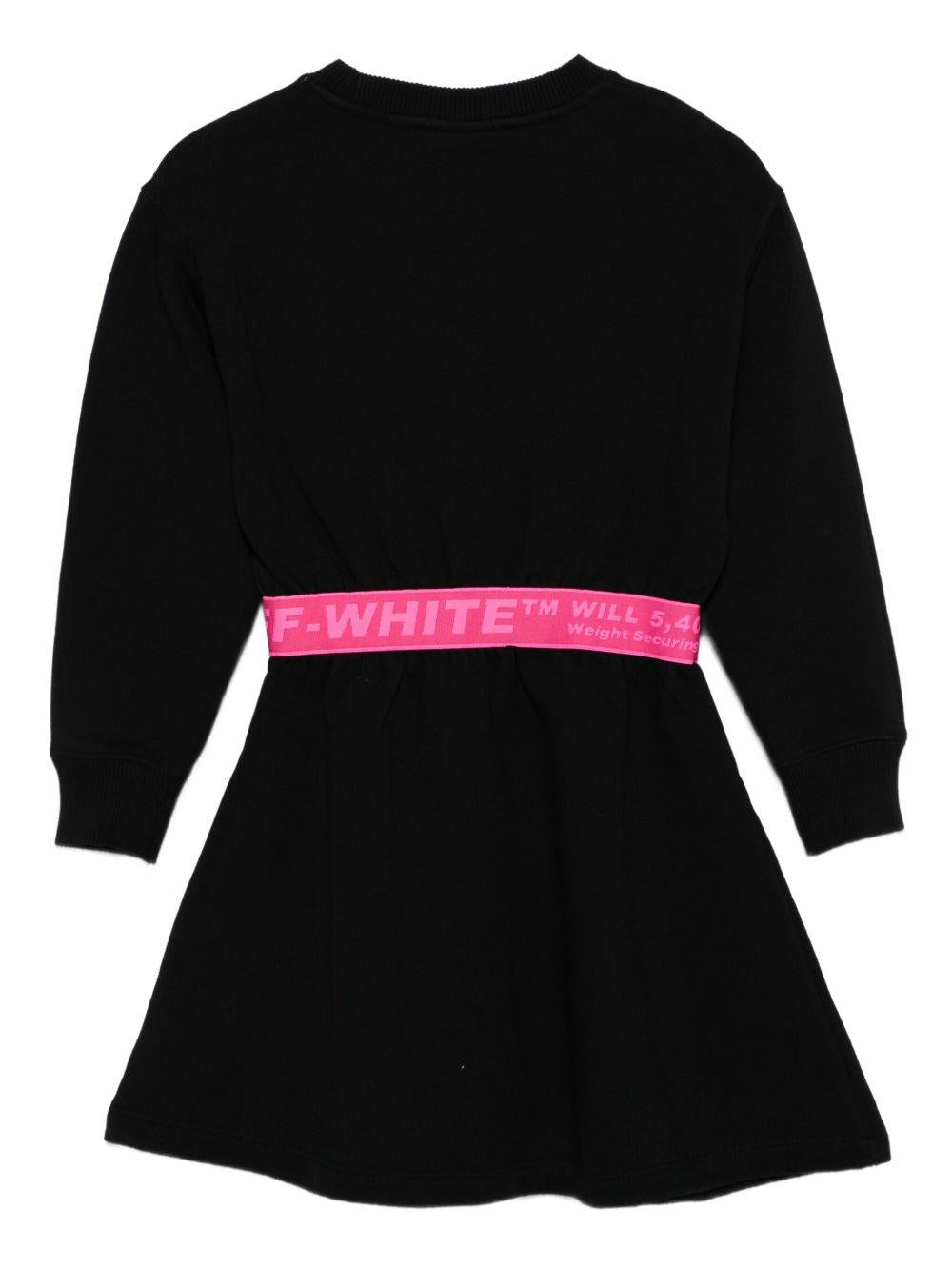 Abito per bambina Off - White Kids nero con vita elasticizzata e gonna svasata - Rubino Kids
