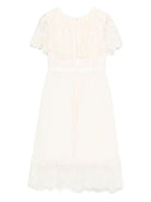 Abito per bambina Self - Portrait Kids beige con mantella in pizzo - Rubino Kids