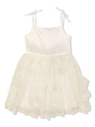 Abito per bambina Self - Portrait Kids beige con ricamo a fiori - Rubino Kids