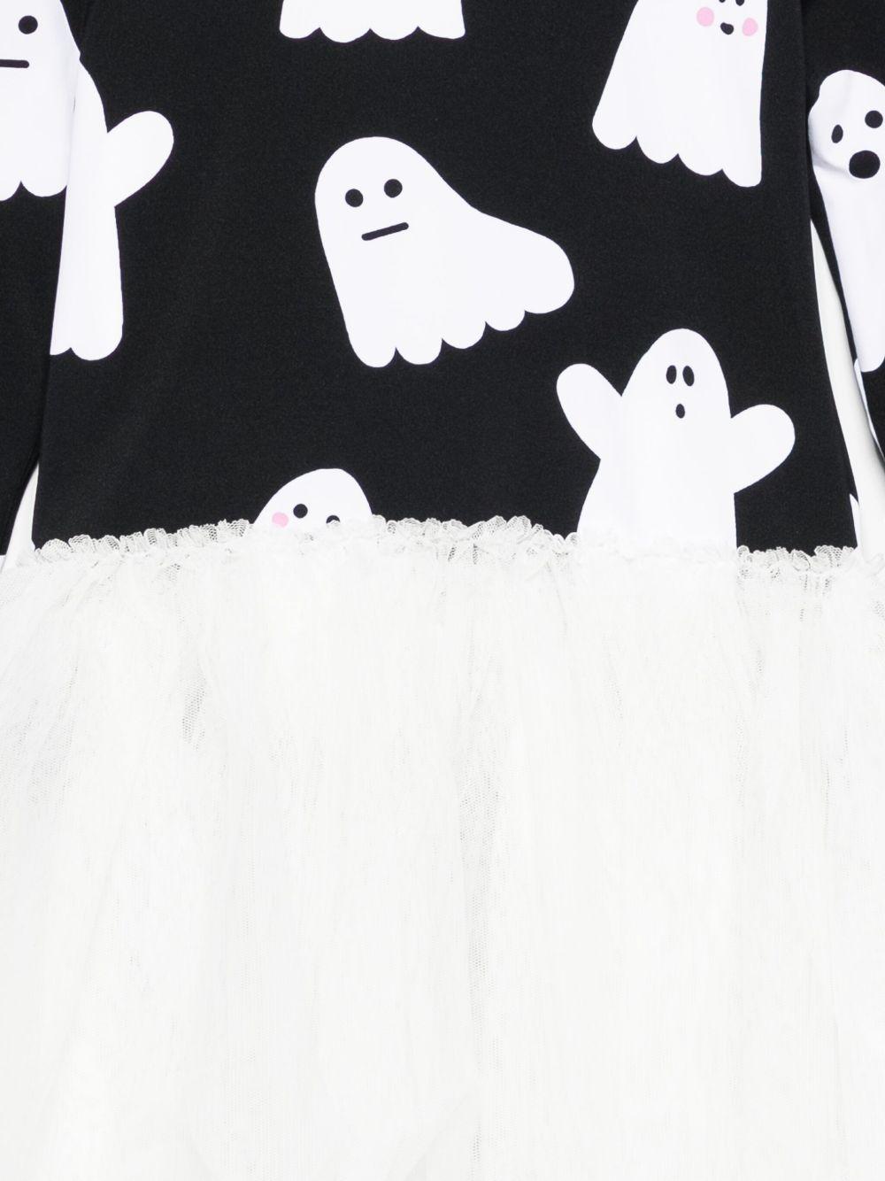 Abito per bambina Stella McCarteney Kids bianco e nero con stampa fantasmi - Rubino Kids