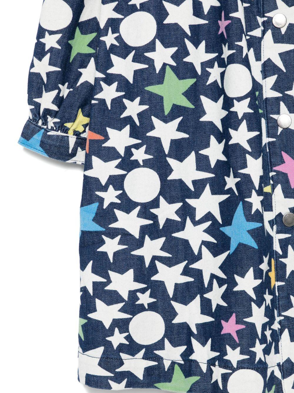 Abito per bambina Stella McCartney Kids in denim con stampa a stelle - Rubino Kids