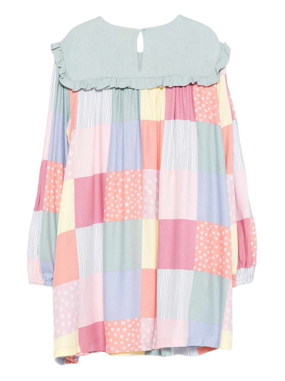 Abito per bambina Stella McCartney Kids multicolor con motivo patchwork e ricamo - Rubino Kids