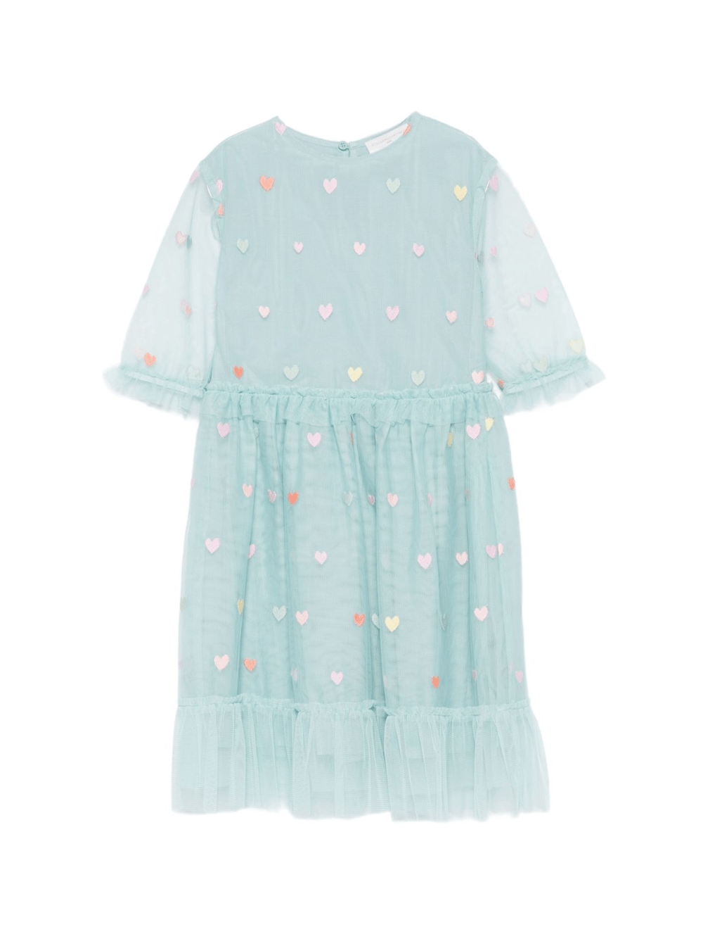 Abito per bambina Stella McCartney Kids verde in tulle decorato con cuori - Rubino Kids