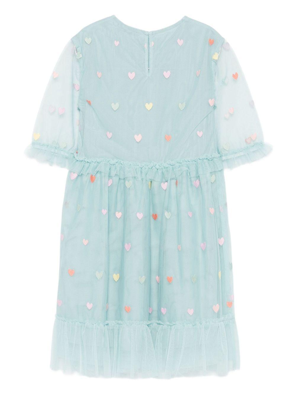 Abito per bambina Stella McCartney Kids verde in tulle decorato con cuori - Rubino Kids