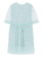 Abito per bambina Stella McCartney Kids verde in tulle decorato con cuori - Rubino Kids