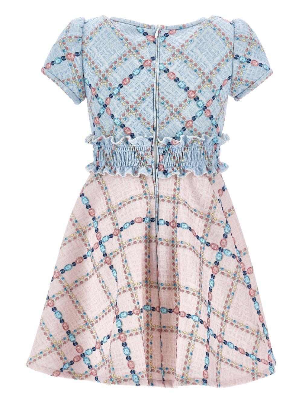 Abito per bambina Stitch Disney x Monnalisa azzurro con motivo a quadri - Rubino Kids