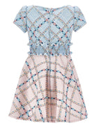 Abito per bambina Stitch Disney x Monnalisa azzurro con motivo a quadri - Rubino Kids