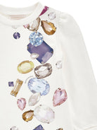 Abito per bambina Stitch Disney x Monnalisa bianco con stampa gemme - Rubino Kids