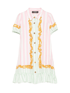 Abito per bambina Versace Kids Barocco rosa gessato - Rubino Kids
