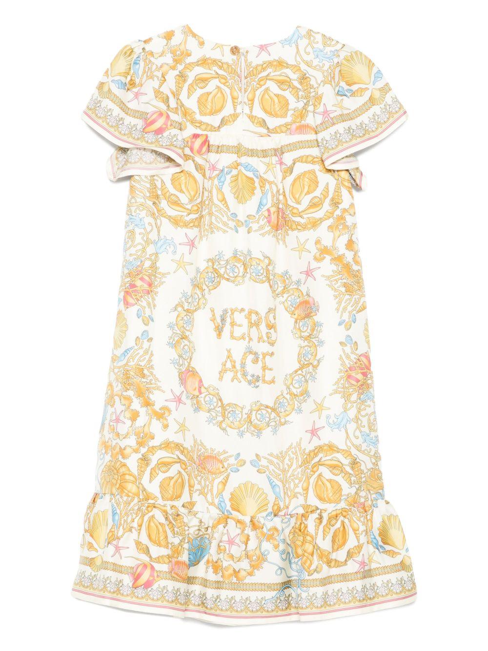 Abito per bambina Versace Kids bianco con stampa a conchiglia - Rubino Kids