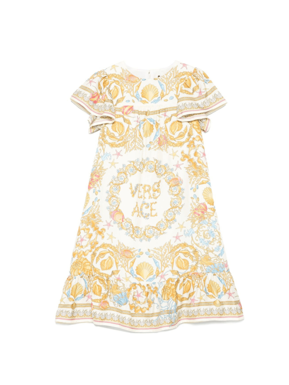 Abito per bambina Versace Kids bianco con stampa a conchiglia - Rubino Kids