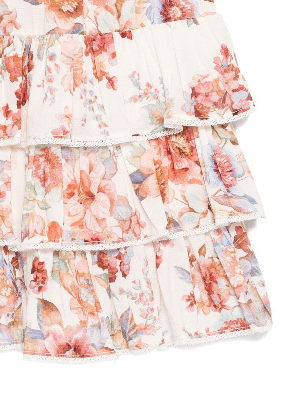 Abito per bambina Zimmermann Kids Awaken bianco a balze con volant - Rubino Kids