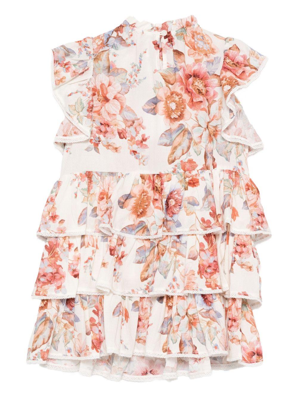 Abito per bambina Zimmermann Kids Awaken bianco a balze con volant - Rubino Kids