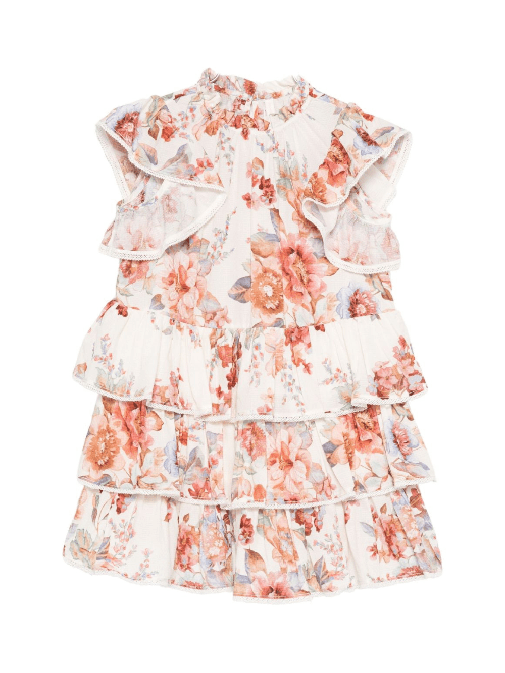 Abito per bambina Zimmermann Kids Awaken bianco a balze con volant - Rubino Kids