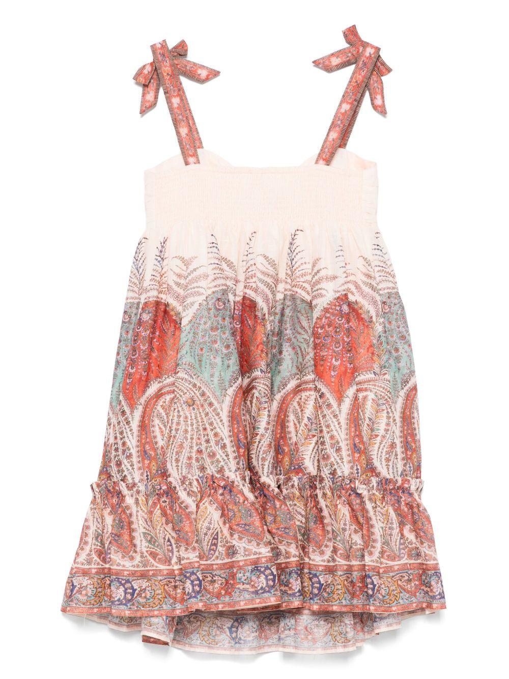 Abito per bambina ZIMMERMANN Kids beige con stampa paisley - Rubino Kids