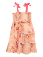 Abito per bambina ZIMMERMANN Kids Cascadian rosa con scollo quadrato - Rubino Kids