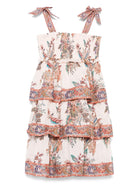 Abito per bambina ZIMMERMANN Kids Rhiannon beige con inserto con punto smock - Rubino Kids