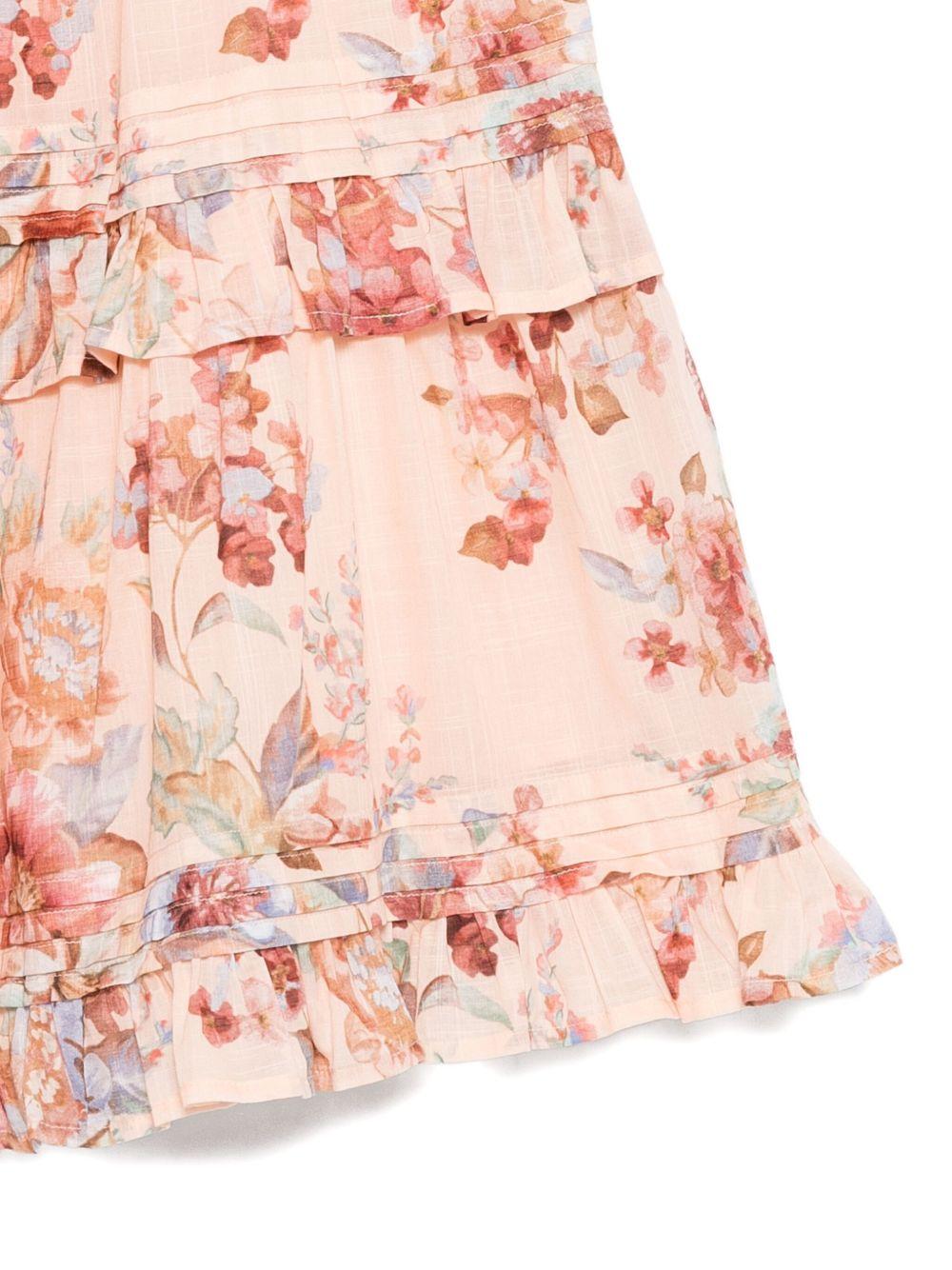 Abito per bambina Zimmermann Kids rosa con stampa floreale - Rubino Kids