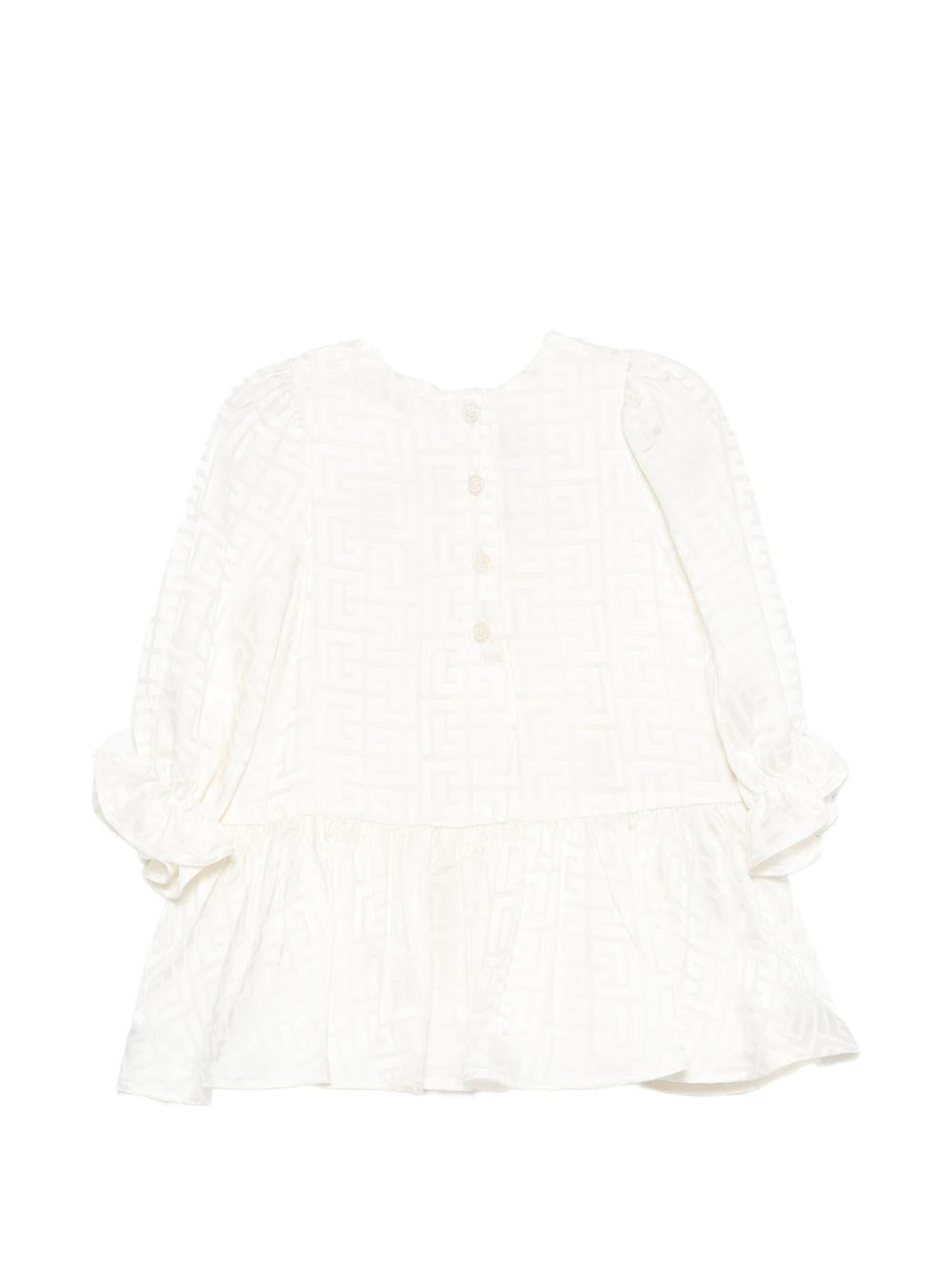 Abito per neonata Balmain Kids bianchi a maniche lunghe - Rubino Kids
