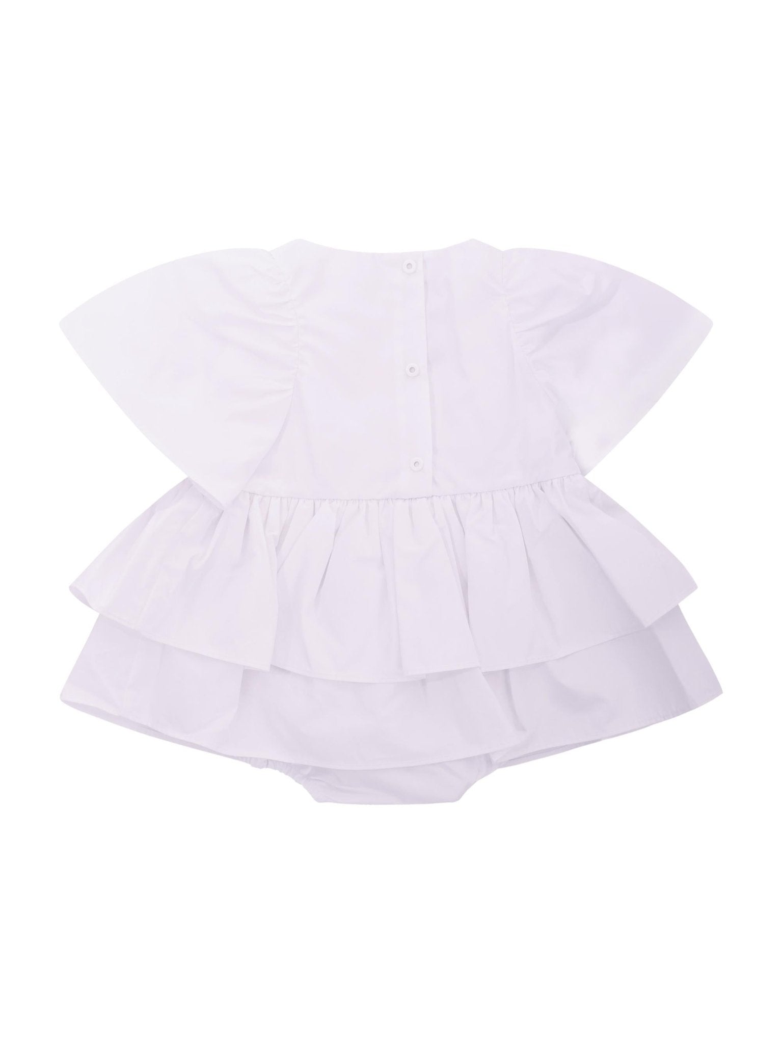 Abito per neonata Balmain Kids bianco con gonna a balze - Rubino Kids