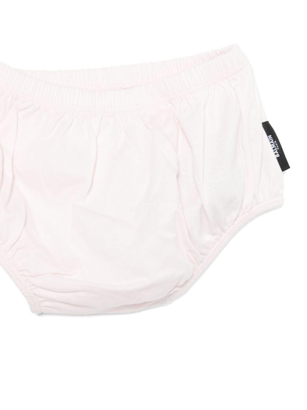 Abito per neonata Balmain Kids rosa con orlo arricciato - Rubino Kids