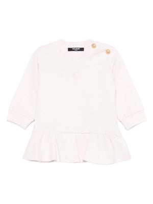 Balmain Kids pink baby girl dress with ruffled hem