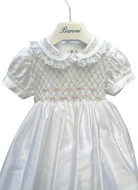 Abito per neonata Baroni bianco in tulle con colletto in pizzo - Rubino Kids