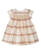 Abito per neonata Bonpoint beige con motivo a quadri e dettagli plissettati - Rubino Kids