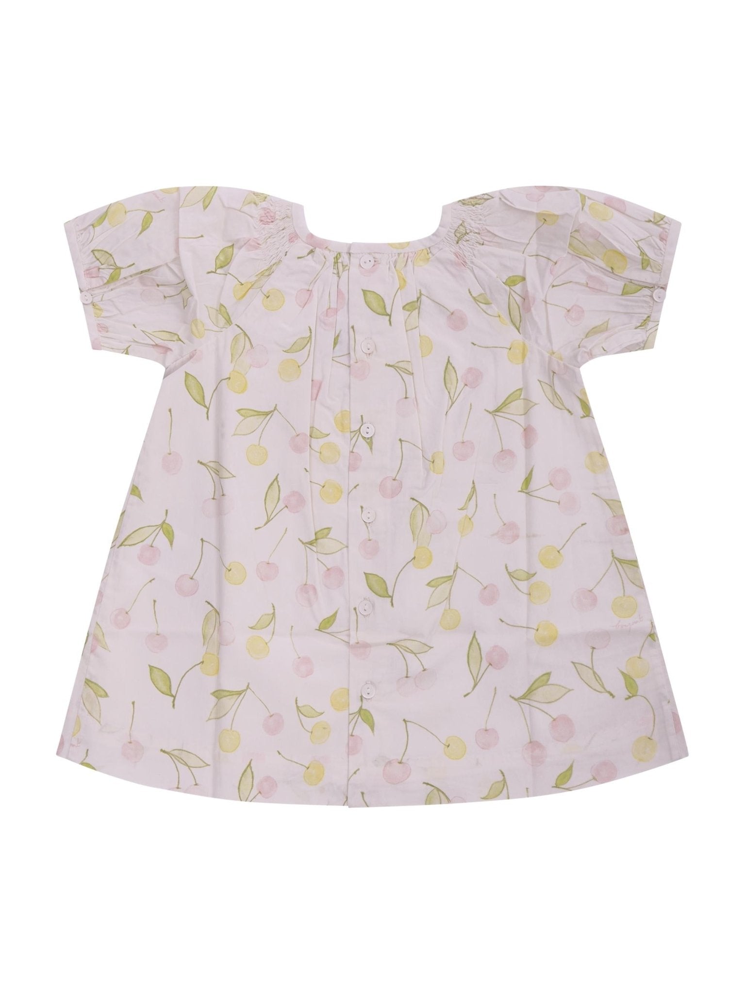 Abito per neonata Bonpoint bianco con stampa ciliegie all - over - Rubino Kids