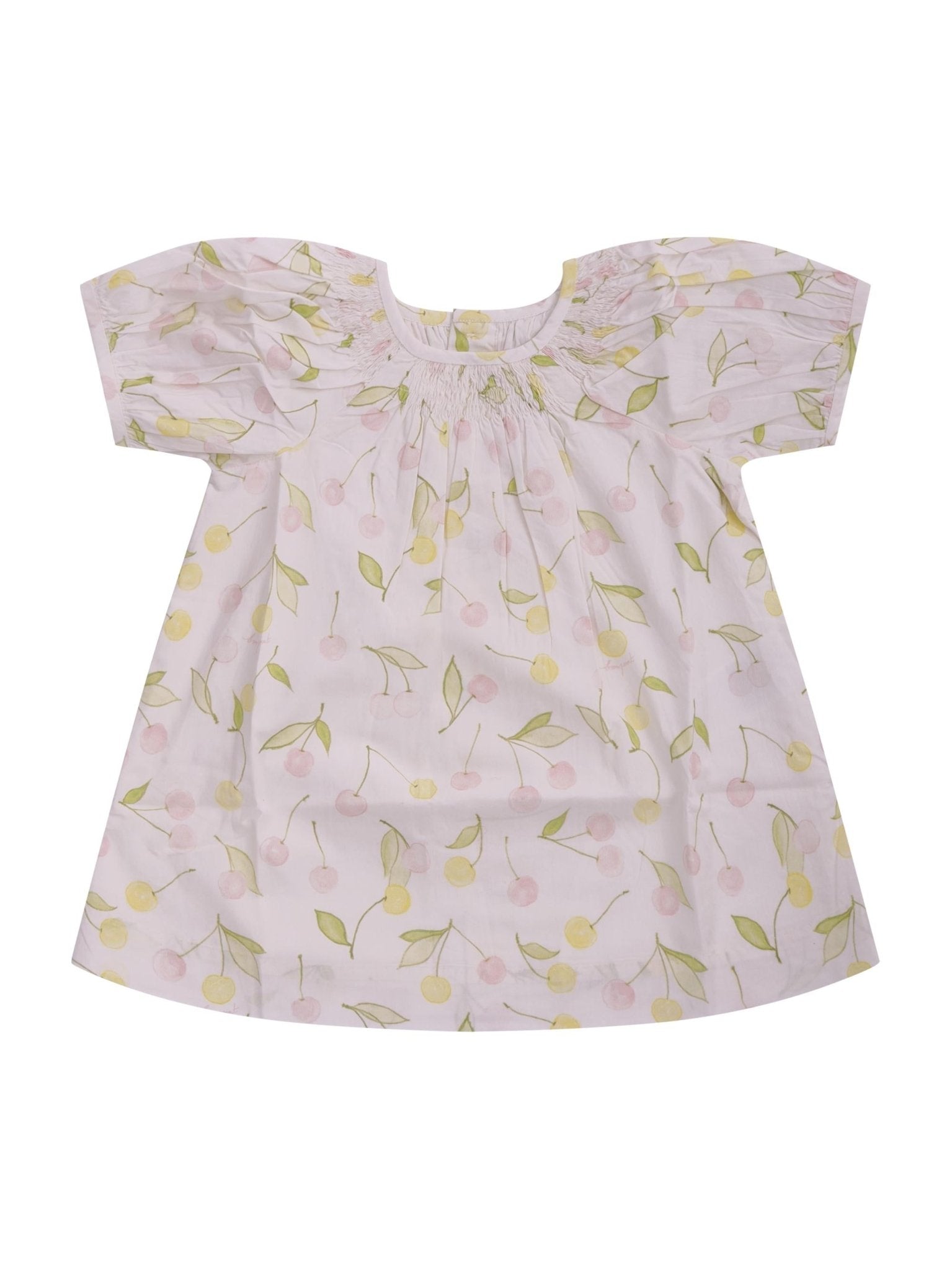 Abito per neonata Bonpoint bianco con stampa ciliegie all - over - Rubino Kids