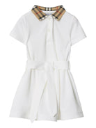 Abito per neonata Burberry Kids bianco a maniche corte - Rubino Kids