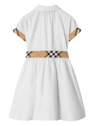 Abito per neonata Burberry Kids bianco con inserti con design vintage check - Rubino Kids