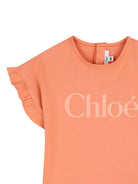 Abito per neonata Chloé Kids arancione con maniche increspate - Rubino Kids