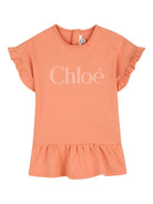 Abito per neonata Chloé Kids arancione con maniche increspate - Rubino Kids