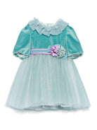 Abito per neonata Colorichiari azzurro a fiori con dettagli glitter - Rubino Kids