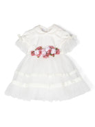 Abito per neonata Colorichiari bianco con applicazione a fiori - Rubino Kids