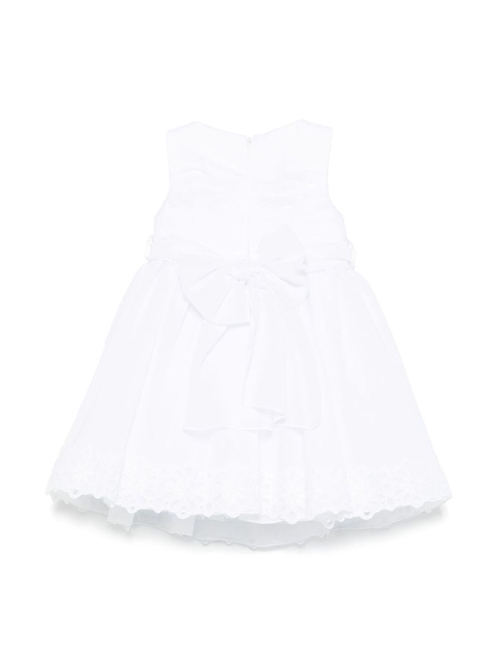 Abito per neonata Colorichiari bianco con arricciatura e applicazione a fiori - Rubino Kids