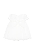 Abito per neonata Colorichiari bianco con ruches e applicazioni floreali - Rubino Kids