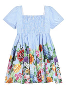 Abito per neonata Dolce & Gabbana Kids azzurro con stampa a fiori - Rubino Kids