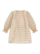 Abito per neonata Dolce & Gabbana Kids beige con maniche lunghe e strato superiore in tulle - Rubino Kids