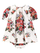 Abito per neonata Dolce & Gabbana Kids bianco a fiori con maniche a palloncino - Rubino Kids
