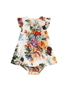 Abito per neonata Dolce & Gabbana Kids bianco in cotone a fiori - Rubino Kids