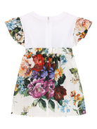 Abito per neonata Dolce & Gabbana Kids bianco in cotone a fiori - Rubino Kids