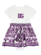 Abito per neonata Dolce & Gabbana Kids viola con stampa maioliche - Rubino Kids