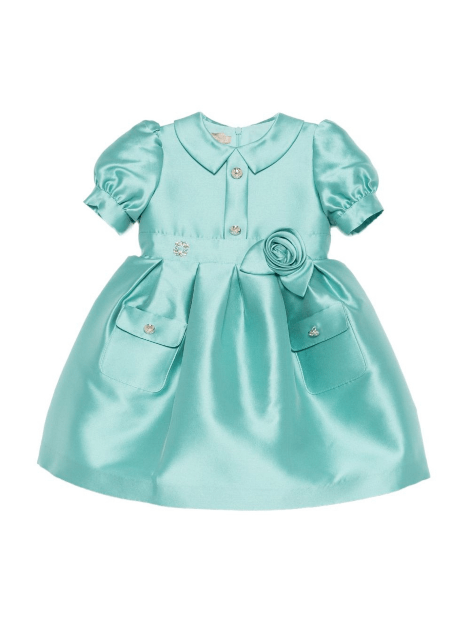 Abito per neonata Elie Saab Junior azzurro con decorazione a forma di rosa - Rubino Kids