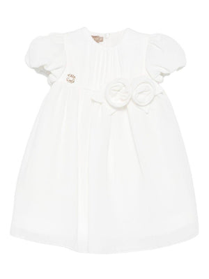 Elie Saab Junior white baby girl dress with floral decorations